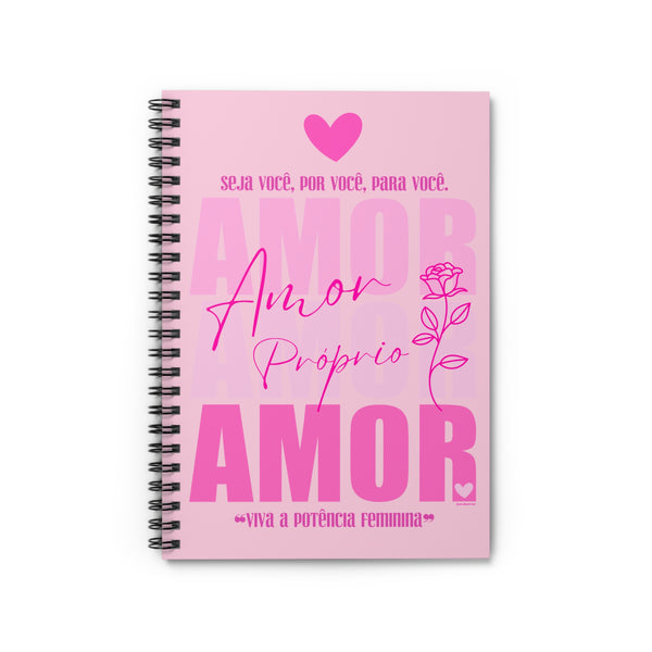 ♡ PINK Inspirational “Self LOVE :: Amor Próprio” :: Classic Spiral Notebook :: 118 Ruled Line