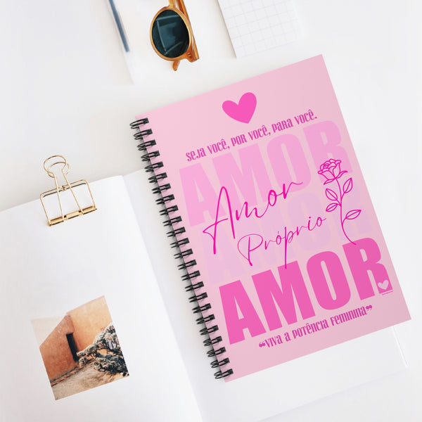 ♡ PINK Inspirational “Self LOVE :: Amor Próprio” :: Classic Spiral Notebook :: 118 Ruled Line