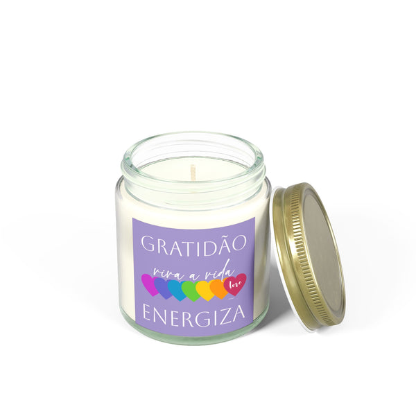 ♡ Gratidão .: Viva a Vida .: ENERGIZA .: Mini Scented Candle (4oz) Eco Friendly