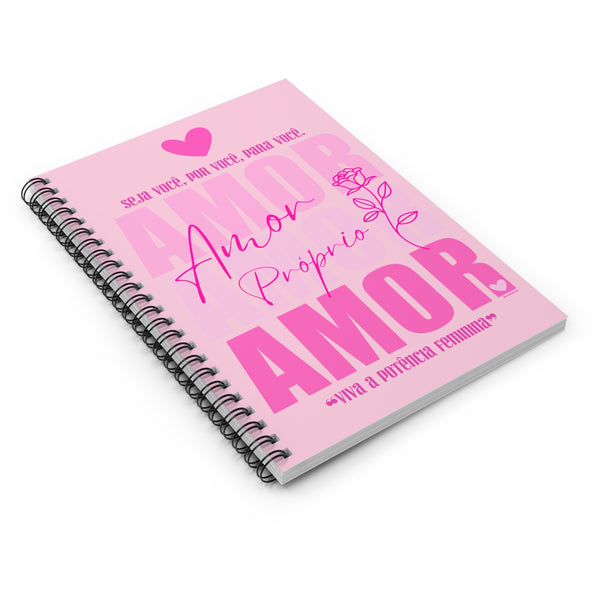 ♡ PINK Inspirational “Self LOVE :: Amor Próprio” :: Classic Spiral Notebook :: 118 Ruled Line