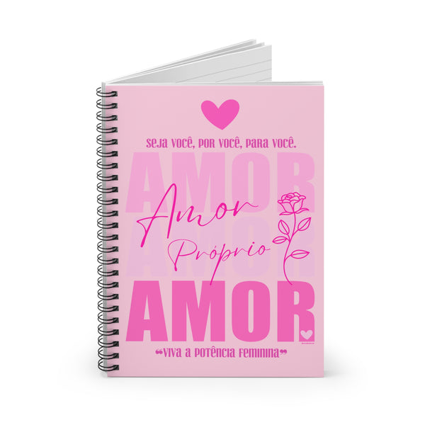 ♡ PINK Inspirational “Self LOVE :: Amor Próprio” :: Classic Spiral Notebook :: 118 Ruled Line