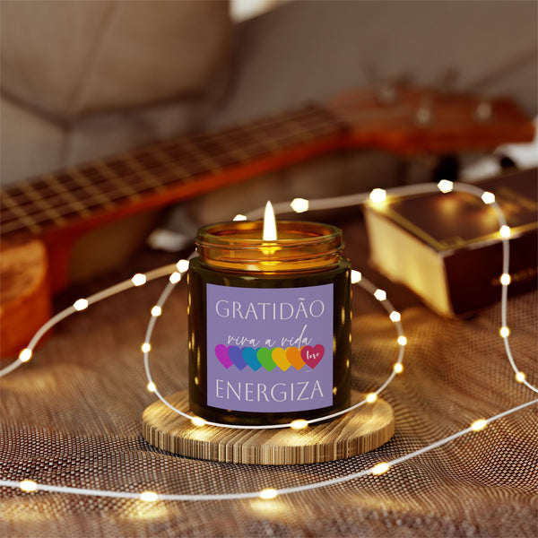 ♡ Gratidão .: Viva a Vida .: ENERGIZA .: Mini Scented Candle (4oz) Eco Friendly