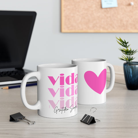 ♡ PINK "VIDA :: Gratidão Sempre" Inspirational Design :: Special Coffee Mug Collection :: 11oz