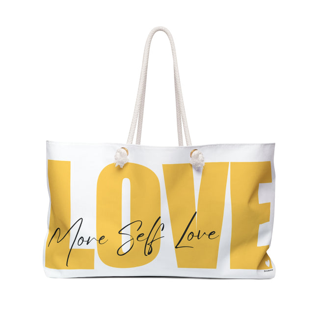 ♡ White Weekender Tote Bags with Inspirational Designs