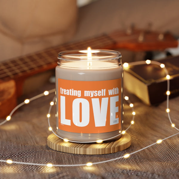 Treating myself with LOVE ♡ Inspirational :: 100% natural Soy Candle, 9oz  :: Eco Friendly